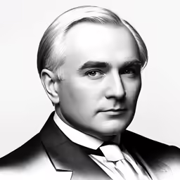 a black and white photo of a man in a suit
