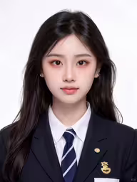 a young woman dressed in suit and tie,a young asian woman wearing a suit and tie