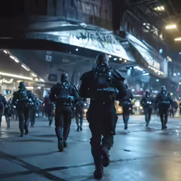 a group of men in uniform are walking
