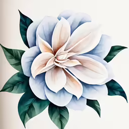 this is a painting of a blue and white flower
