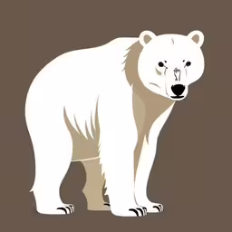 a white polar bear in black and brown,a white bear is standing on brown ground,a bear is standing upright in the room,an image of a white polar bear standing,an animal that is standing on its hind legs