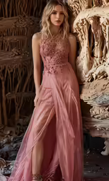 a woman poses in an elegant gown for a magazine cover