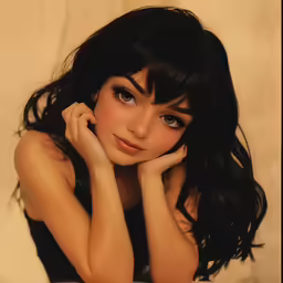 a girl is sitting on a couch and holding her hands to her face