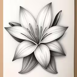 a drawing of a white flower in black and white,an art print that has a flower on it