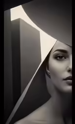 a beautiful woman with a big knife in her head