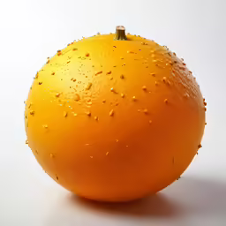 a large orange with little water droplets on it