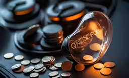 money in front of the glass of an electric device