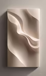 an abstract artwork piece with the shape of wavy cream paint on the wall