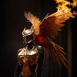 a man in golden armor and gold wings