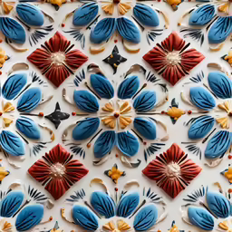 a multicolored flower pattern made of decorative items