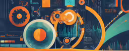 a large painting with lots of different colors,an abstract painting of orange and green shapes