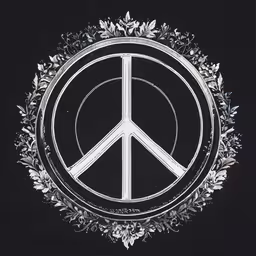 a peace sign is in a circle surrounded by leaves and leaves,a peace sign with trees and leaves around it
