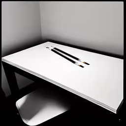 the table in front of the computer has two pens on it