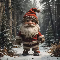 santa claus standing in a forest for holiday greetings