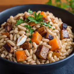 a bowl filled with pasta and diced vegetables