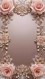a framed with pink roses on it in a frame