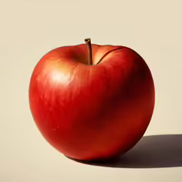 an apple sitting upright in a white background