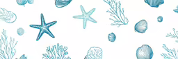 an ocean coral reef with starfish and algaes