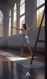 a girl holding a stick while standing on the ground