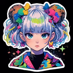 anime girl with hair, ears and star shapes