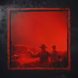 fire fighters walk through smoke near a forest