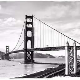 the golden gate bridge is crossing across the water