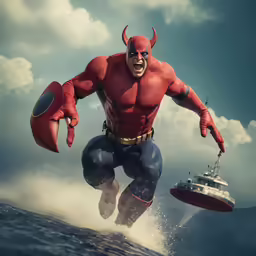 a superhero that is running out of the water