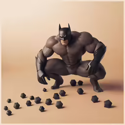 the statue is dressed in black and has many pieces in front
