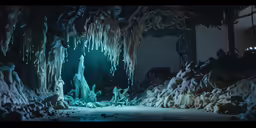 a bunch of icicles that are growing from the snow