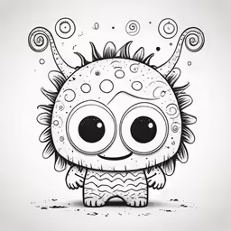 an intricate looking monster with large eyes on white