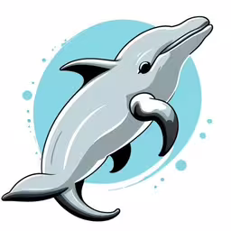 an illustration of a dolphin jumping in the air,a cartoon dolphin swimming in the water