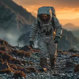 a man hiking down a rocky trail on his knees