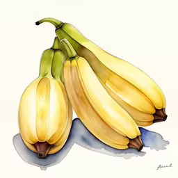 two bananas sitting on top of a piece of paper,two bunches of bananas on top of blue and green cloth
