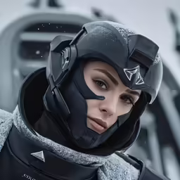 woman in ski gear and hat standing in front of a car
