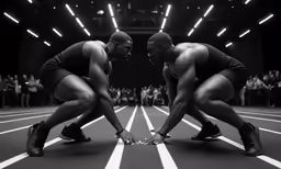 two male runners competing on the race track