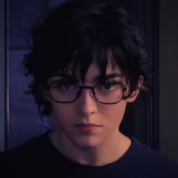 an animation portrait of a woman wearing glasses