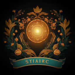 the zodiac sign is surrounded by flowers and foliage