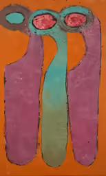 an abstract painting of a colorful flower arrangement