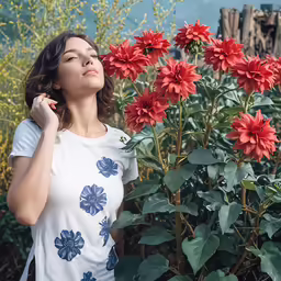 woman standing outside in a field with flowers