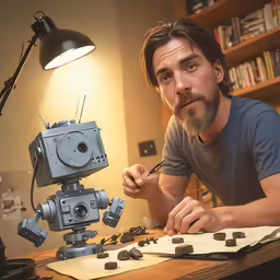 a man is shown using a camera as he poses for a photo