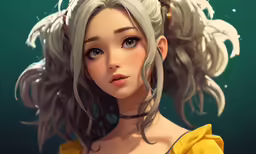 an artwork of a lady with hair that is braided