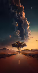 the lone tree stands at the end of the road