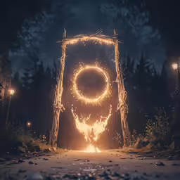 a fire show on a stage with some lighting
