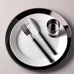 a dinner plate with two silverware, spoon and knife