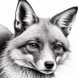 a black and white picture of a little fox