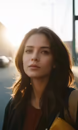 a close up of a person with long hair