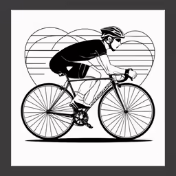 a person on a bike with a black and white image
