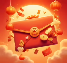 a yellow bag floating through the air surrounded by objects