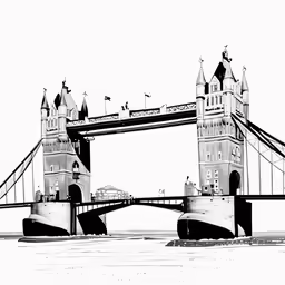 an ink drawing of the tower bridge