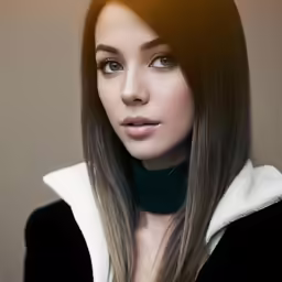 a very pretty woman with nice eyes and long hair